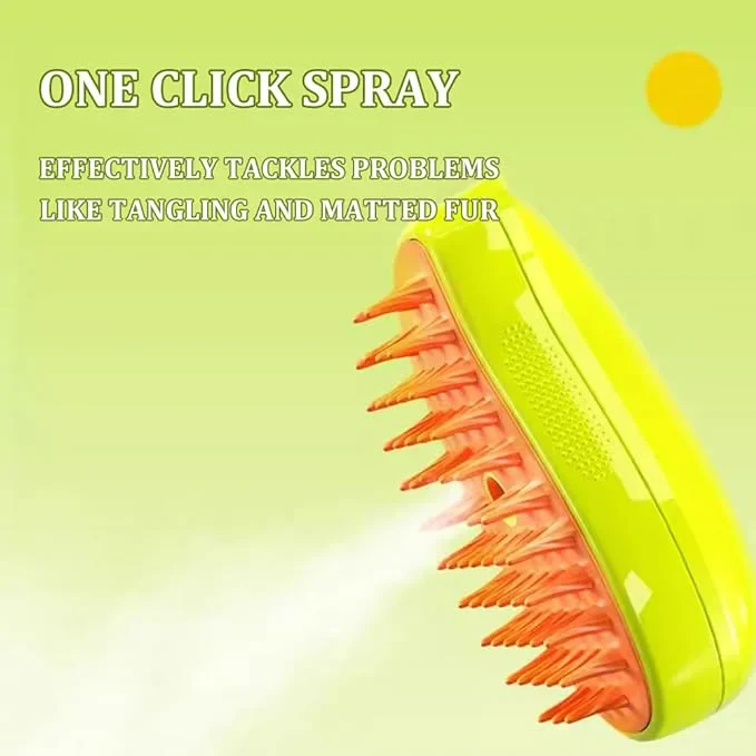 Steamy Cat Brush - 2024 Best Steam Cat Brush, 3in1 Cat Steamy Brush, Cat Spray Massage Comb, Rechargeable Cat Slicker Brush With Liquid Inlet, Cat Grooming Brush, Eliminate Flying Hair (Green)