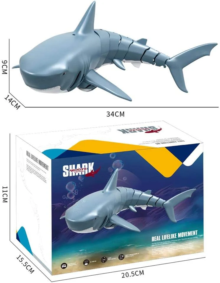 Telisii 2024 Upgraded Remote-Control Shark Toy 2.4G Simulation RC Shark Boat Toy Rechargeable Waterproof 4 Channel Shark